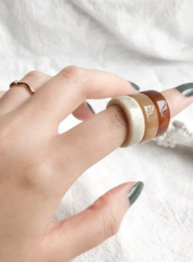 4色冷淡风树脂戒指~ins博主百搭