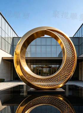 不锈钢圆环雕塑定制金属抽象镂空景观建筑公园林铁艺异形小品装置