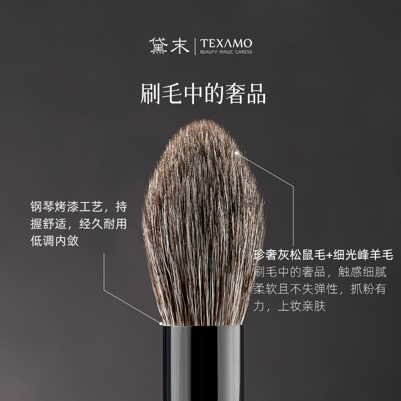 Texamo/黛末墨禅B104灰鼠毛火苗头散粉腮红高光修容刷羊毛化妆刷-图1