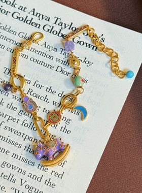 彩色多巴胺紫色木马手链