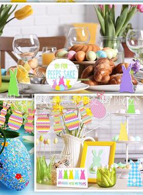 跨境兔子托盘装饰复活节木质套装农舍卡车家居创意摆件木制工艺品