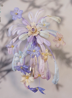 风雪初晴【十四周年店庆】璀璨烟花非遗烫花发夹汉服手工少女可爱
