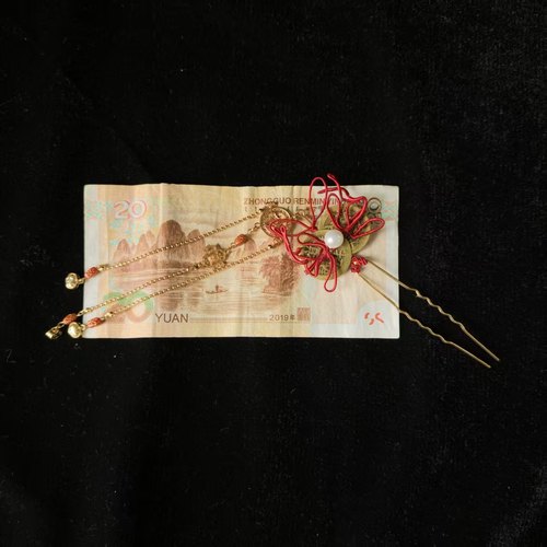 风雪初晴   有钱花系列之糖太棕烫花古风发饰汉服原创设计 - 图2