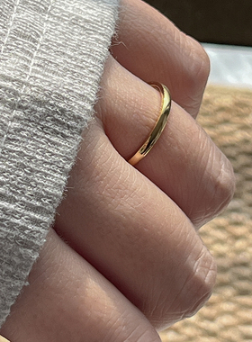 光面素圈戒指钛钢电镀18k金戒指简约指环气质款优雅百搭金色指环