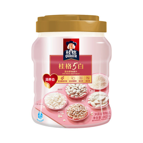 【新品】桂格5白混合即食燕麦片袋装罐装冲饮营养早餐代餐 - 图0