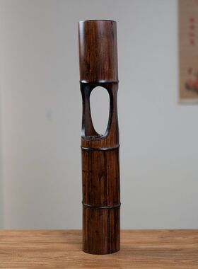 七月七厂家直销原竹筒花器 做旧传统插花篮 手工 原竹筒 提桶竹编