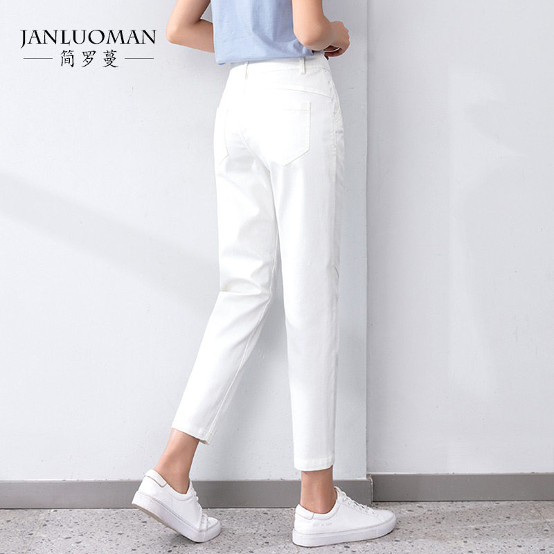 三防天丝春夏新款白色直筒牛仔裤 简罗蔓牛仔裤
