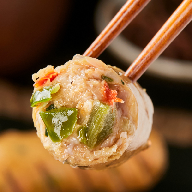 百鲜生双椒贡肠烤肠2袋/4袋鲜椒肉肠地道肠微辣烤肠 - 图2