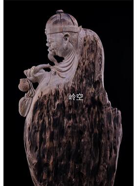 香樟木大财主实木雕刻人物摆件中式家居客厅玄关装饰工艺品