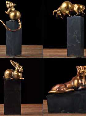 新款直销黄铜十二生肖摆件全套青铜鼠牛虎兔龙蛇马羊猴鸡狗猪工艺