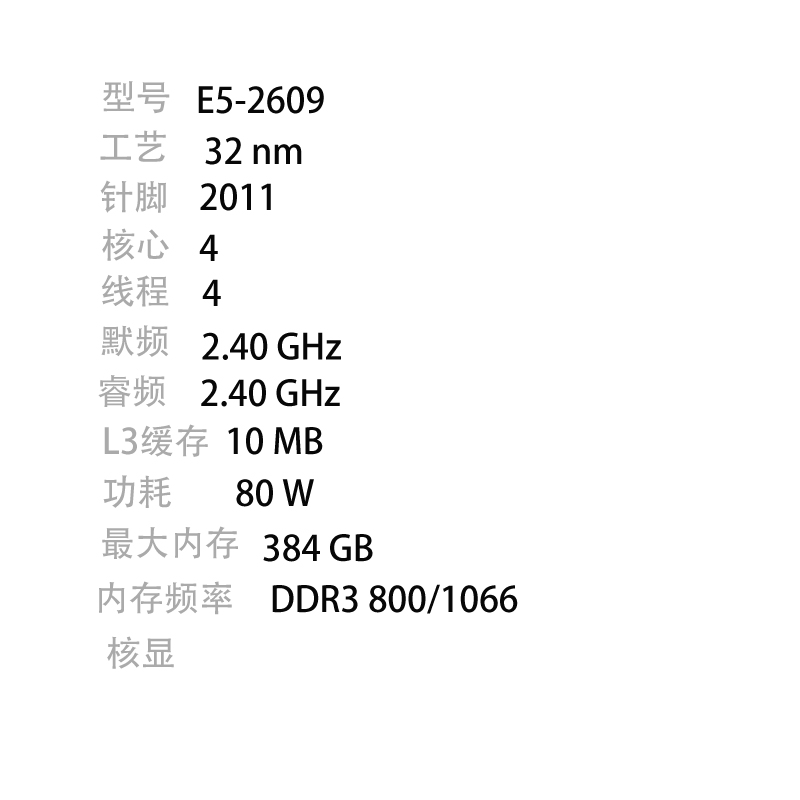 E5-2603/2609/2620/E5-2630/E5-2630L/E5-2637/E5-2640/E5-2643-图1