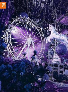 大型铁艺摩天轮模型摆件旋转落地式户外摆设婚庆道具婚礼布置定制