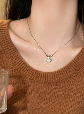 不致敏高保色小锁吊坠项链女款