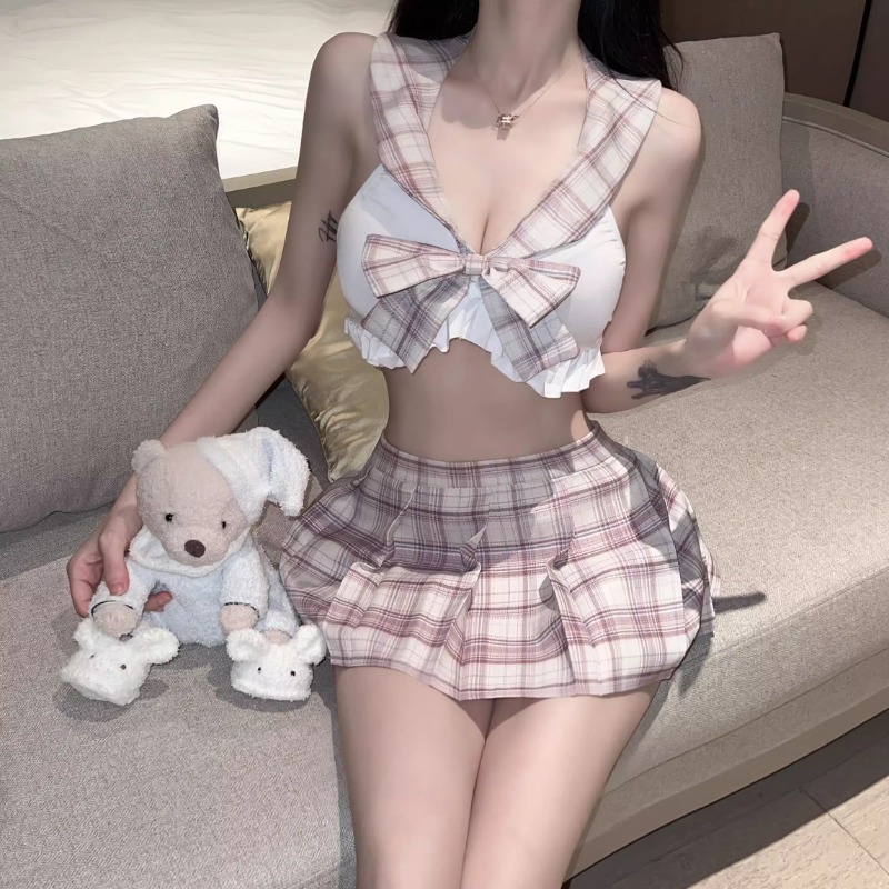 情趣内衣2024新款性感jk学生制服套装床上激情免脱开裆战袍诱惑女-图0