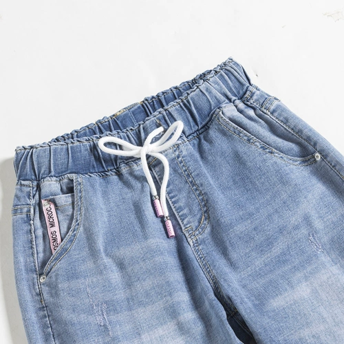 Осенние тонкие джинсы, штаны, эластичная талия, свободный крой, подходит для подростков