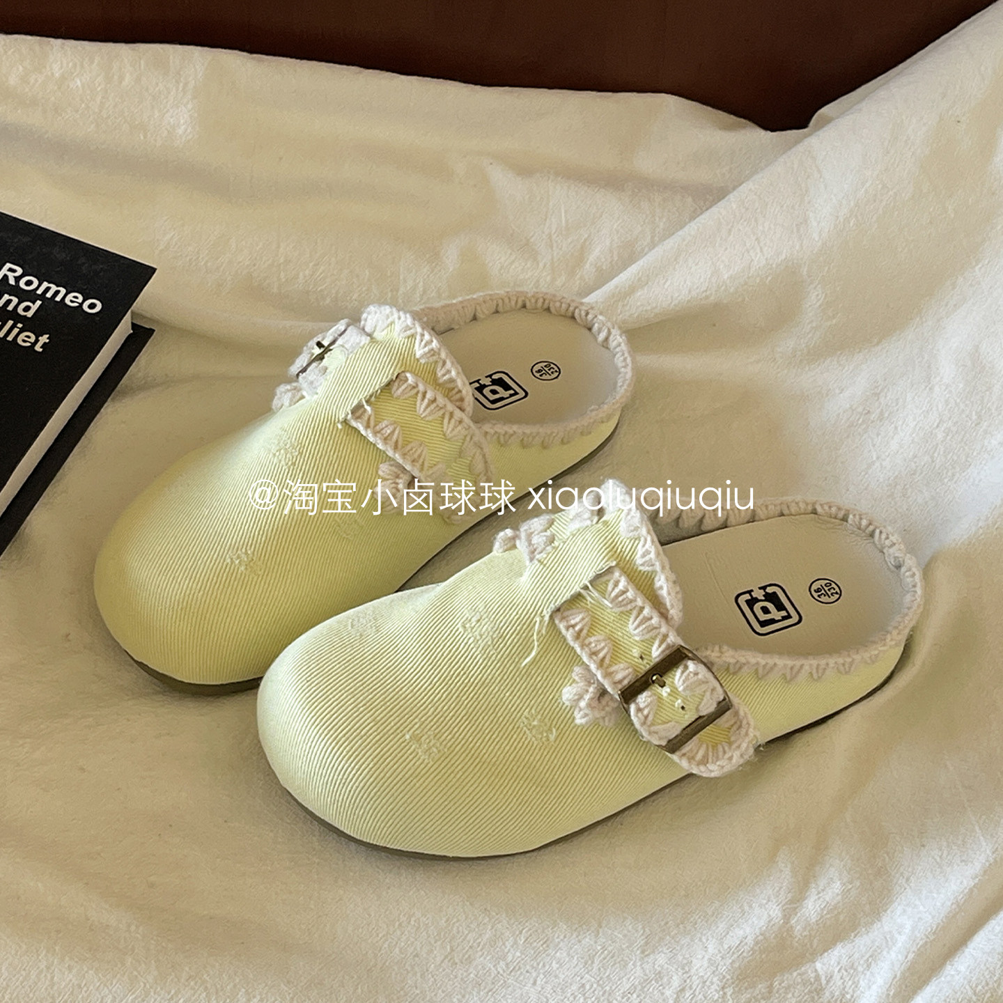 小卤球球牛仔布勃肯鞋半拖外穿一脚蹬懒人鞋子女鞋2026新款包头鞋,淘宝优惠券,粉丝福利购,淘宝优惠卷