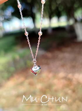 沐椿s925纯银爱心项链女小众设计ins韩国简约精致锁骨链生日礼物