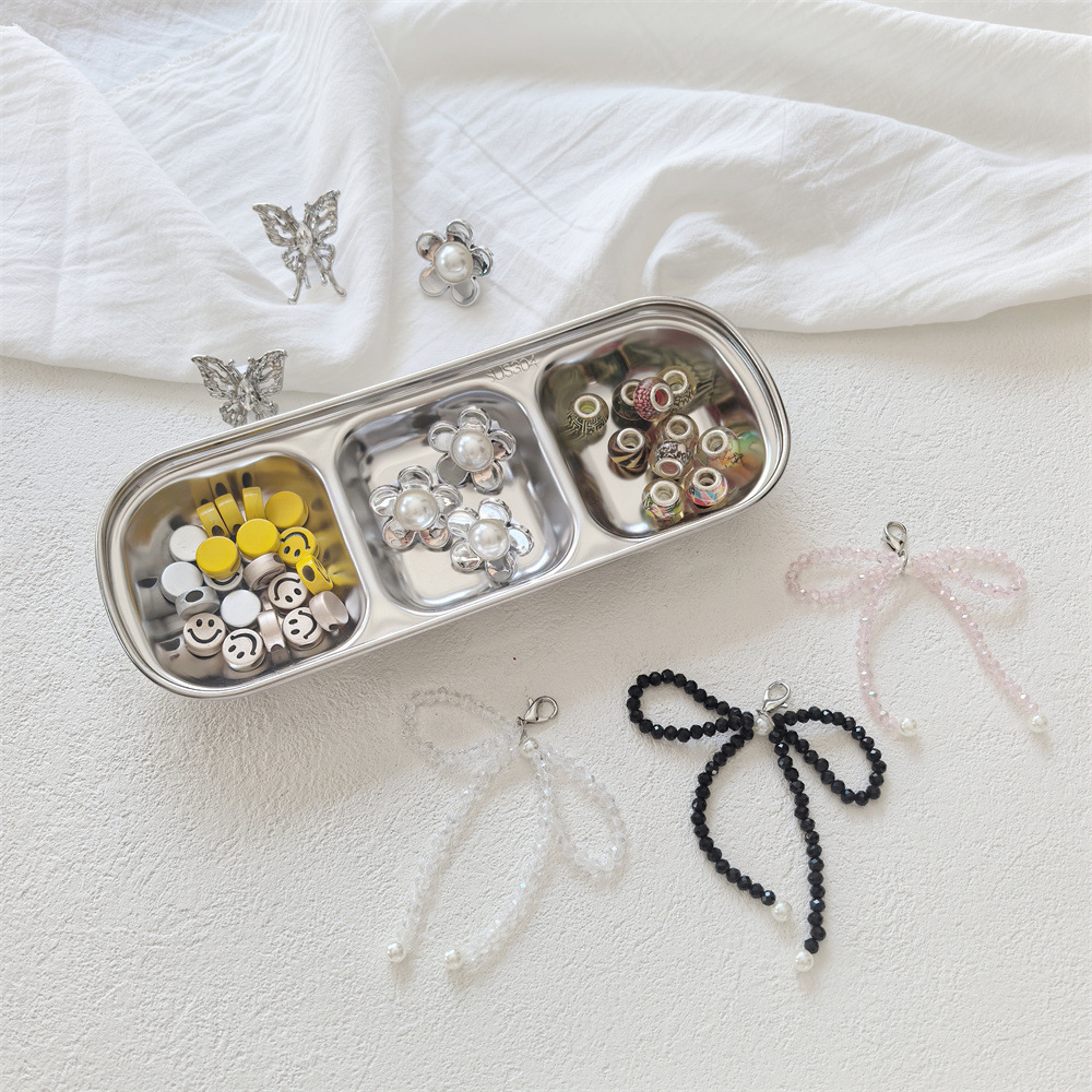 韩版同款银色芭蕾风鞋扣装饰鞋花水晶蝴蝶结珍珠笑脸小花鞋带配饰 - 图1