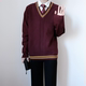 DK uniform knitted sweater dark magenta men's autumn and winter