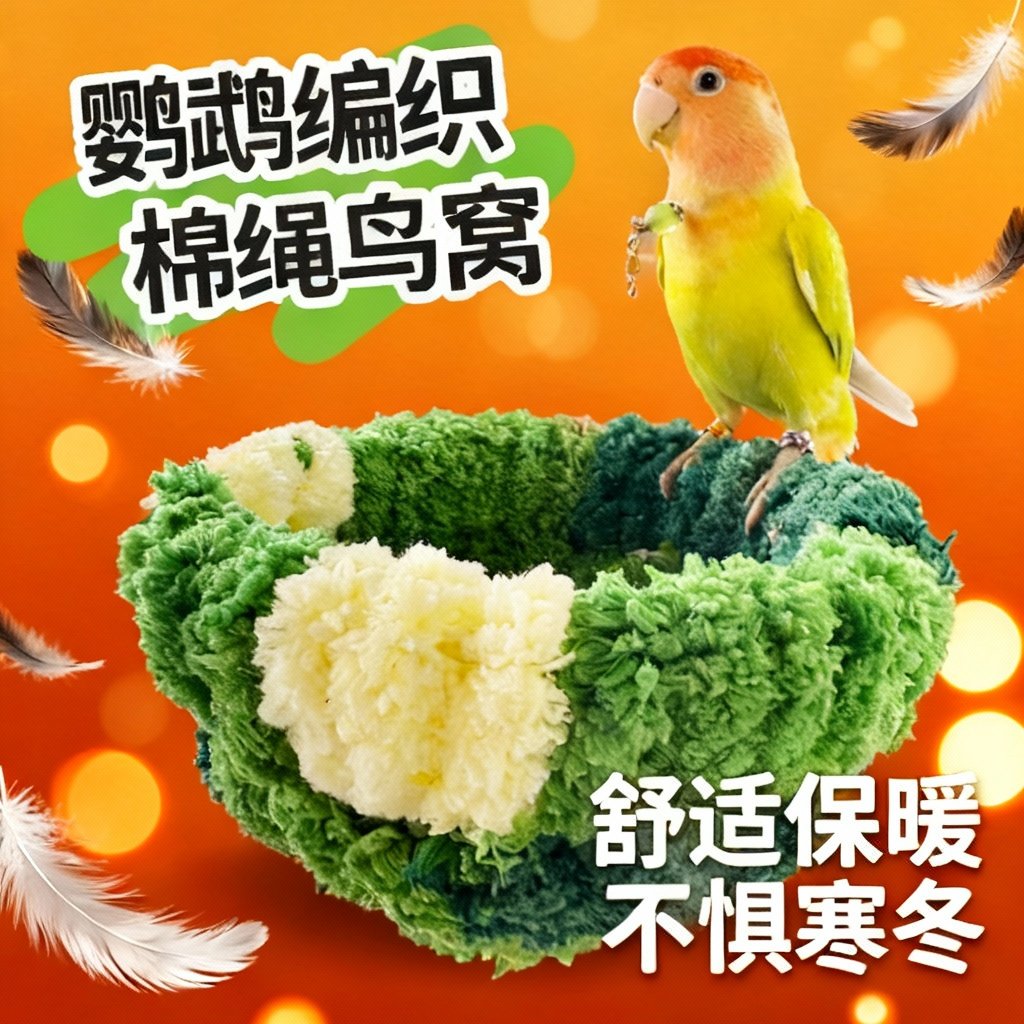 牡丹玄凤鹦鹉窝仓鼠窝宠物鸟窝柔软暖和猫尾巴线成品爱宠鸟窝秋冬,淘宝优惠券,粉丝福利购,淘宝优惠卷