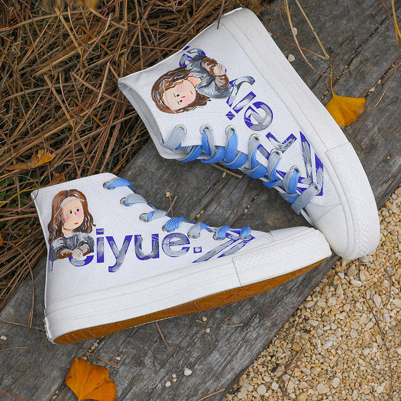 飞跃2025秋冬新款手绘鞋卡通女鞋涂鸦大孚飞跃旗舰店彩绘男帆布鞋 - 图3