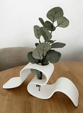 3D打印极简波浪花瓶干花支架装饰