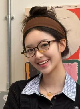 高知感韩系老钱风复古针织宽边发箍气质百搭格雷灰发卡舒适头箍女