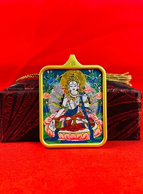 白度母挂件吊坠增寿救度佛母手绘白度母随身唐卡吊坠送人生日礼物