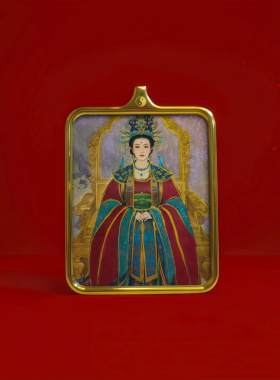 精品纯手绘碧霞元君唐卡吊坠