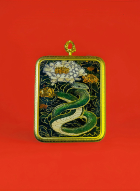 蛇年限定手绘唐卡彩晶朱砂吊坠