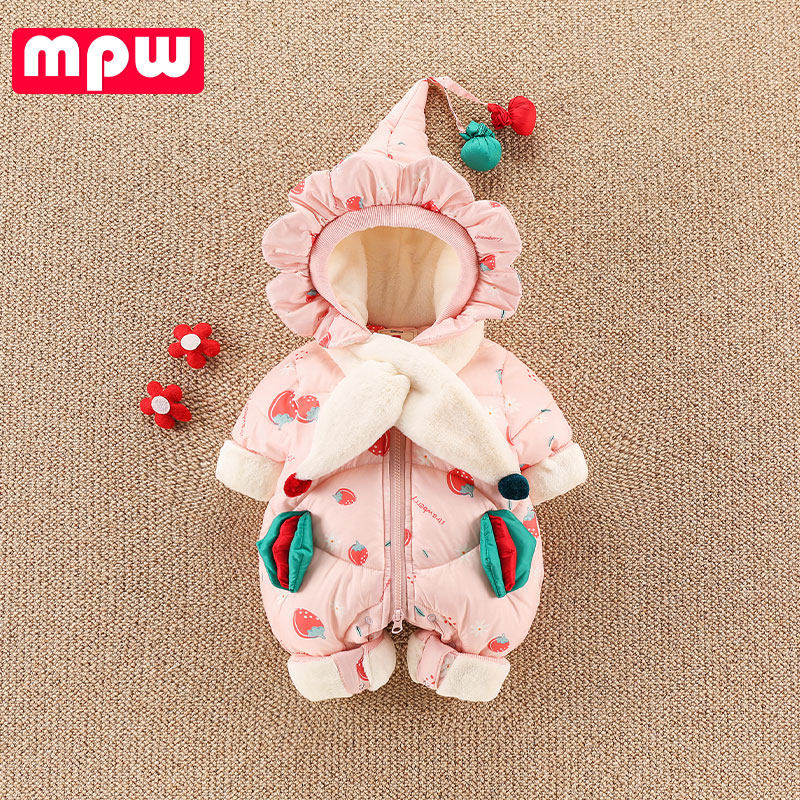 婴儿冬装公主可爱0-12个月连体衣 mpw连身衣/爬服/哈衣