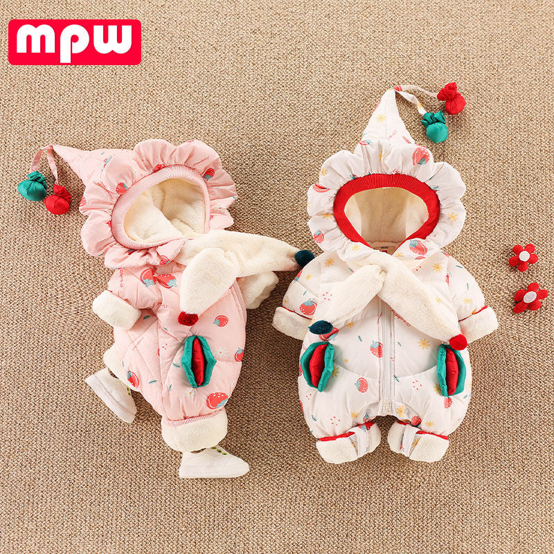 婴儿冬装公主可爱0-12个月连体衣 mpw连身衣/爬服/哈衣