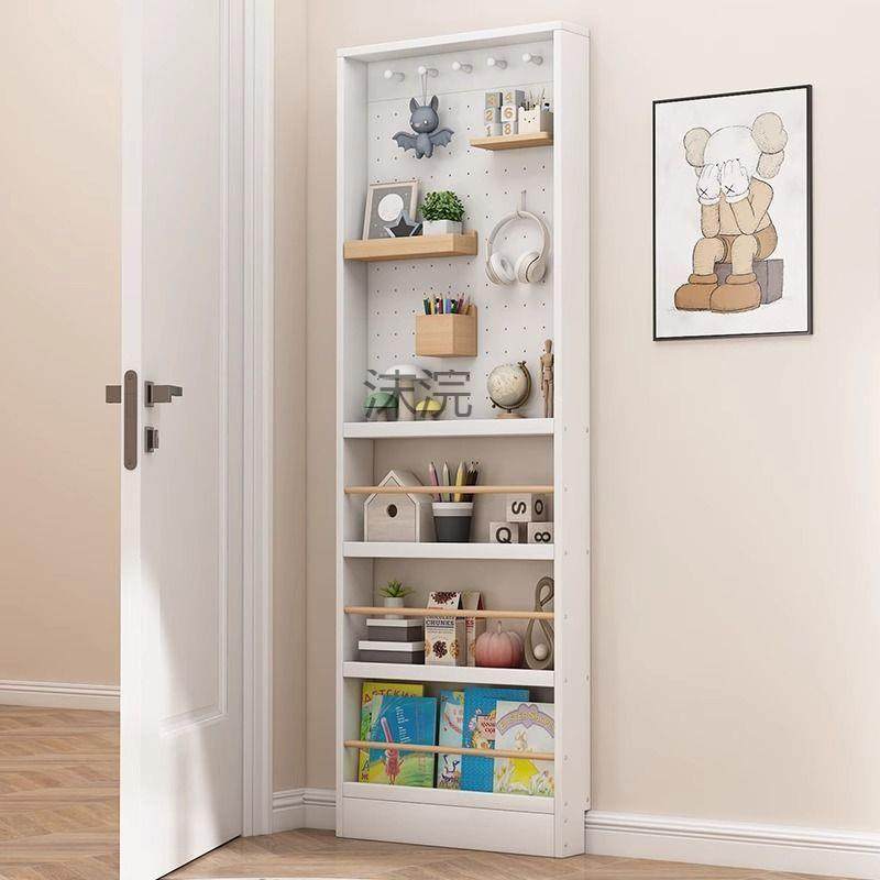 落地极窄实木超薄书架薄柜门后儿童绘本架靠墙收纳柜洞洞板置物架,淘宝优惠券,粉丝福利购,淘宝优惠卷