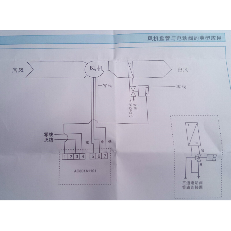 亿林温控器AC801A中央空调机械式调速开关风机盘管房间控制面板-图2