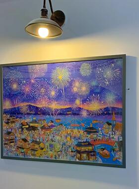 拼图框实木相框花火夜游2000片96x68cm专用框架挂墙可定制
