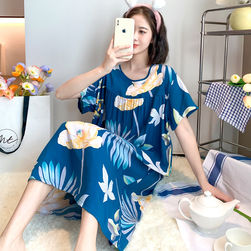 夏季睡裙妈妈婆婆显瘦短袖连衣裙 斑斓星睡裙