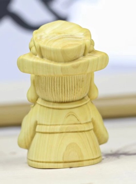 黄杨木雕文财神爷手把件男新中式实木家居工艺品招财神像汽车摆件