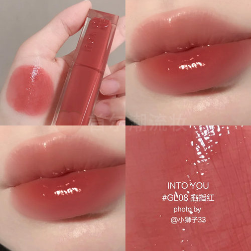 黄皮本命红茶冻！intoyou镜光口红gl08唇膏女镜面滋润保湿显白女 - 图0