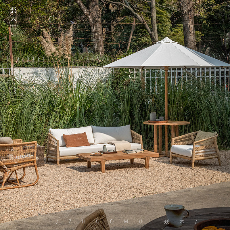 叕木|东南亚风户外庭院民宿柚木藤编休闲沙发茶几组合室外家具,淘宝优惠券,粉丝福利购,淘宝优惠卷