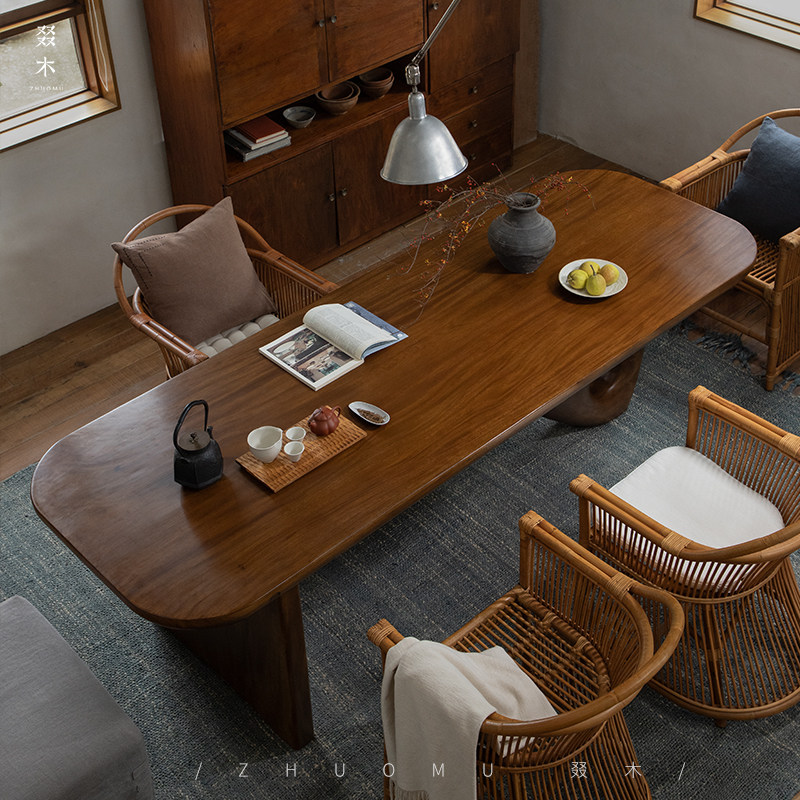 叕木|中古侘寂风全实木整板茶桌设计师创意民宿餐桌工作台书桌,淘宝优惠券,粉丝福利购,淘宝优惠卷