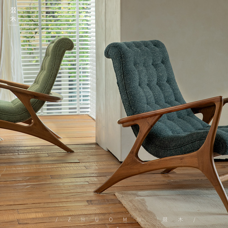 叕木|柚木沙发椅单人布艺客厅双人单人法式中古复古风休闲实木椅,淘宝优惠券,粉丝福利购,淘宝优惠卷