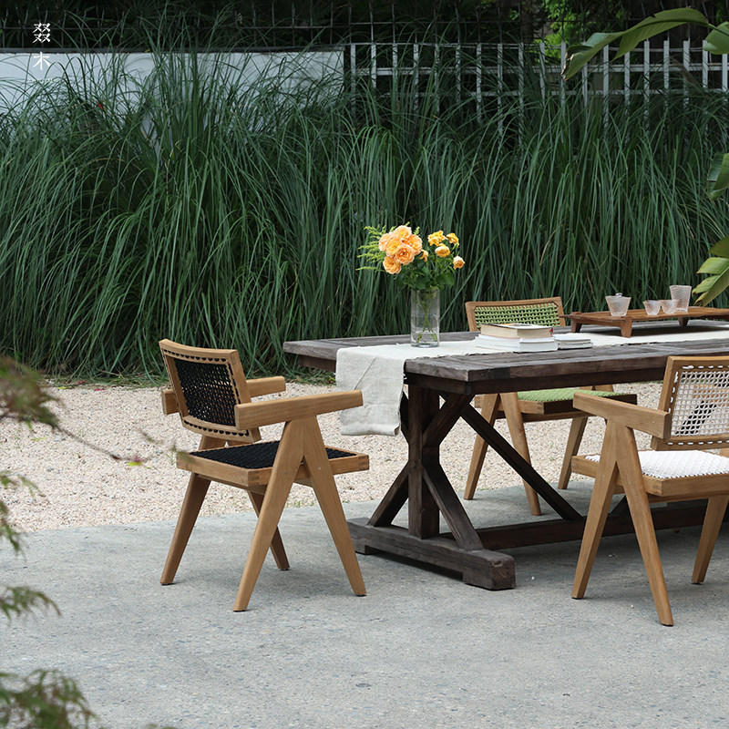 叕木|室外印尼柚木昌迪加尔餐椅扶手绳编民宿酒店户外露台庭院椅,淘宝优惠券,粉丝福利购,淘宝优惠卷