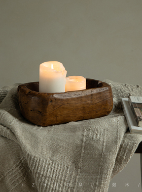 叕木民宿侘寂风家居装饰品木臼