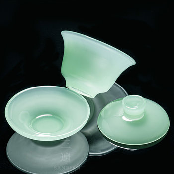 Ruqing glazed ຊຸດຊາ, ຈອກຊາ jade ສີຂາວ, ຫ້ອງການຕ້ອນຮັບເຮືອນ, ຊັ້ນສູງ jade porcelain ແກ້ວ kung fu ໂຖປັດສະວະຂອງຂວັນ