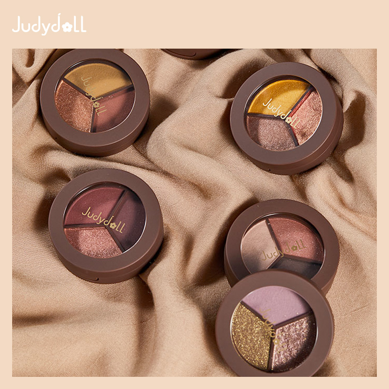 judydoll橘朵旗舰店Judydoll橘朵三色眼影盘大地橘棕珠光哑光初学者便携带平价女0