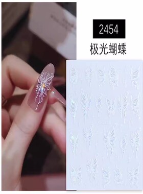 萨帕塔美甲贴纸极光蝴蝶