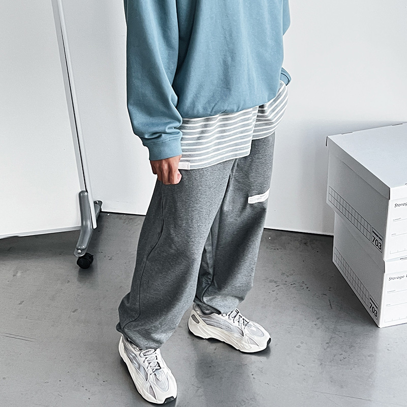 ROARINGWILD  PVC SWEATPANTS 灰色PVC标签卫衣裤 - 图0