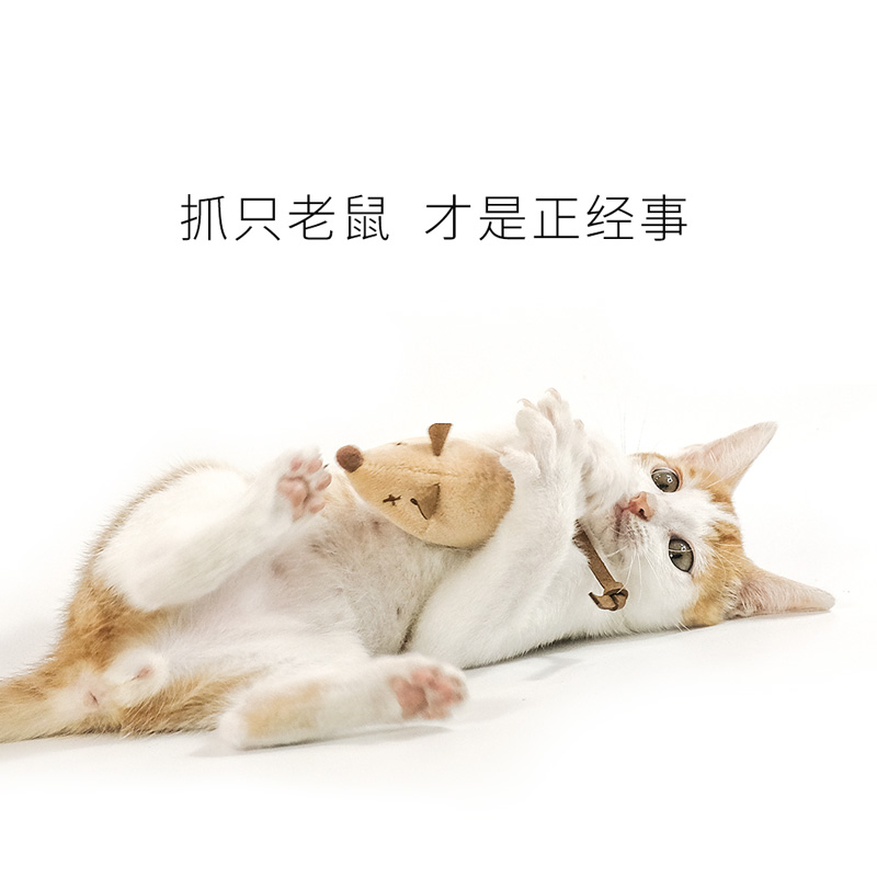 meowcard 长尾小老鼠逗猫玩具套装铃铛猫薄荷兔皮老鼠啃咬新品 - 图0