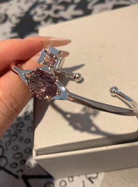 高版本限定紫钻土星捕梦网手镯镂空椭圆钻开口可调节手环