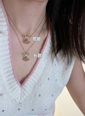 orb蝴蝶结星球项链少女项链925银金粉银紫球